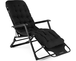 Outtec® Verstelbare Ligbed met Kussen - Ligstoel - Tuinstoel - Campingstoel - Strandstoel - Lounger - tot 120 kg - Opvouwbaar