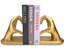 OUYLAF boekensteunen - boeksteun - Hartvormige boekensteundecoratie - decoratie - voor Woonkamer, Slaapkamer of Kantoor - goud