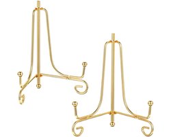 OUYLAF bordenstandaard klein - Bordenstandaard - borden display standaard - bordenrek - Standaard - bordenstandaard voor sierborden - Metaal - Sierborden - Rek - Bordenhouder - Houder - Borden en Boeken - goud - 2pcs