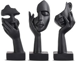 OUYLAF Denker-beeldjesset - 3-delige - woonaccessoires - woonkamer decoratie - woondecoratie beelden en figuren - Abstracte denkers - woondecoratie woonkamer - zwart
