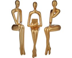 OUYLAF gouden standbeeld - woonaccessoires - woonkamer decoratie - woondecoratie beelden en figuren - 3pcs - woondecoratie woonkamer