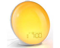 OUYLAF Wake up Light - wake-up lights - wake up light wekker - wekker met licht - Lichtwekker - Wit - Nachtlamp - Bedlamp - 20 Helderheid niveaus - Wekker