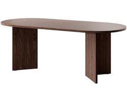 Ovaal Eettafel Walnoot Kleur 90x204 cm - Moderne Eetkamertafel met Stijlvol Design en Robuuste Constructie