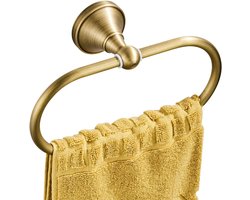 Ovaal Handdoekring - Antiek Messing Houder - Duurzaam Geborsteld Oppervlak - Robuuste Muurbevestiging - Ovaal Vorm Bruin Messing - 1 Stuk Handdoekrek - Voor Badkamer En Keuken