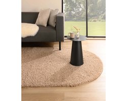 Ovaal hoogpolig vloerkleed shaggy Trend effen - beige 200x300 cm