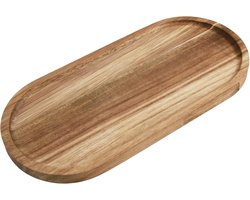 Ovaal houten dienblad - decoratief - veelzijdig - 1 stuk - acacia - 30 x 14 x 1,5 cm