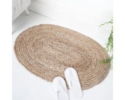 Ovaal Jute Tapijt - Vloerkleed Loper - Woonkamer Decoratie - Handgeweven Uniek - 122x69 cm - Natuurlijk