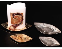 Ovaal kaarsenplateau 21x11cm - moderne messing onderzetter