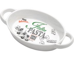 Ovaal ovenschaal gemaakt van porselein met tekst - 20x11x3.5cm - Pasta