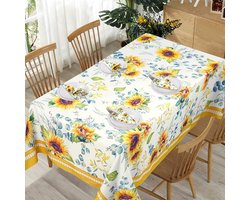Ovaal Tafelkleed - Bloemen Tafelkleed - Eettafel Decoratie - Kreukbestendig Polyester - 137x183 cm - Geel Zonnebloem