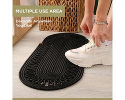 Ovaal Tafelkleed Jute Geweven Runner voor Eettafel en Salontafel - Zwart