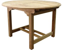 Ovaal uitschuifbare dining tuintafel 120-170x120xH78 cm bladdikte 4 cm  teak