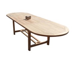Ovaal uitschuifbare dining tuintafel 160-210x90xH76 cm teakbladdikte 4 cm