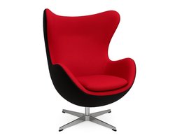 Oval Chair Rood Zwart - Tweekleurig - katoen meubel stof - Fauteuil - Lounge Chair - Stoel - Zetel