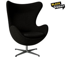 Oval Chair Zwart Stof - Fauteuil - Lounge Chair - Stoel - Zetel