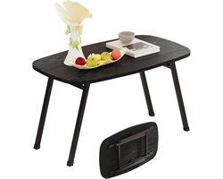 Oval Koffietafel - Kleine Vouw Koffietafels voor Woonkamer - Thuis Kantoor - Mid Century Modern Meubels - Theetafel - Bijzettafel - Vouwbare Vloerdesk voor Kleine Ruimte