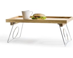 Oval oak bed tafeltje