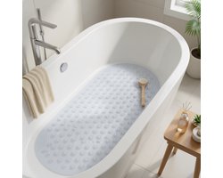 Ovale Antislip Badmat 88 x 40 cm - Transparant - Schimmelbestendig - Zuignappen - Wasbaar - BPA-vrij
