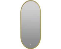 Ovale badkamerspiegel Alessandro mat goud met verwarming, LED verlichting en touch sensor 40x80cm
