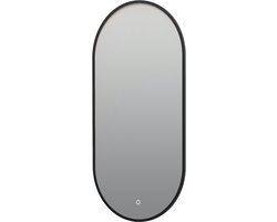Ovale badkamerspiegel Alessandro mat zwart met verwarming, LED verlichting en touch sensor 40x80cm