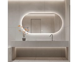 Ovale Badkamerspiegel FENOMÉ Victoria Organisch LED Verlichting Condensvrij 70x120cm met verwarming