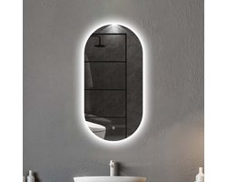 Ovale Badkamerspiegel - Wandspiegel LED - Badkamer Verlichting - Instelbare Kleurtemperatuur - 40x80cm