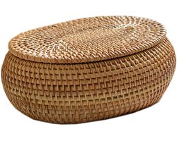 Ovale decoratieve mand met deksel - Organiseerder van katoenen touw voor interieur