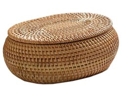 Ovale decoratieve mand met deksel - Organiseerder van katoenen touw voor interieur