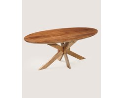 Ovale Eettafel 140 cm Mangohout – Houten Matrix Onderstel – Elegant Chic – 3-4 Personen