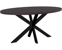 Ovale Eettafel 160 cm Donker Walnoot Melamine - Industrieel Design