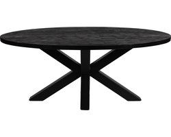 Ovale Eettafel - 190cm - Dik Frame - Zwart - Mangohout