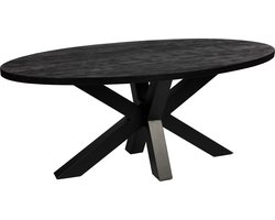 Ovale Eettafel - 200cm - Dik Frame - Zwart - Mangohout