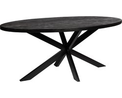 Ovale Eettafel - 220cm - Zwart - Mangohout