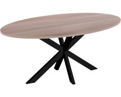 Ovale Eettafel - Eetkamertafel - Gezellig Tafelen - Stijlvol Houtdessin - 180cm Lang - Naturel