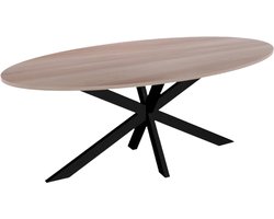 Ovale Eettafel - Eetkamertafel - Gezellig Tafelen - Warm Houtpatroon - 210cm Lang - Naturel