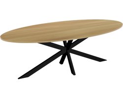 Ovale Eettafel - Eetkamertafel - Grote Gezinnen - Stevig MDF Blad - 240cm Lang - Lichtbruin