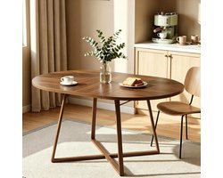 Ovale Eettafel Hout - Keukentafel Ronde Tafel - Gezellig Tafelen - Modern Ovaal Design - 150 cm breed - Walnoot Bruin