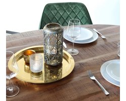 Ovale Eettafel Jameson 240 cm – Massief Mangohout – Industriële Eettafel met Zwart Metalen Onderstel – Duurzame Houten Eetkamertafel – Handgemaakt Design – Bruin NoviHome