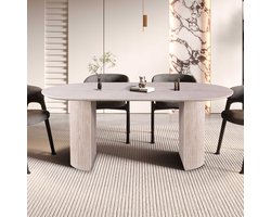 Ovale eettafel Lagos - 200x110x76cm - travertin