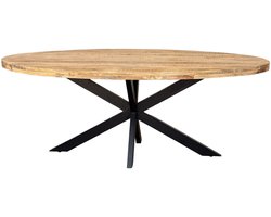 Ovale Eettafel Mangohout - 260x110cm - Naturel - 6cm Blad