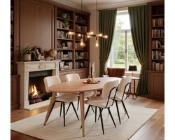 Ovale Eettafel Naturel Eikenfineer 210 cm – Modern Design, Uniek Vissengraatblad – Novihome