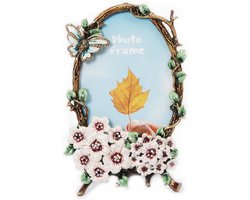 Ovale Fotolijst Vintage Metaal met Bloemendecoratie voor Tafel