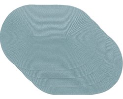 Ovale Gevlochten Placemat Blauw – Eettafel Mat – Set van 4 – 45 x 30 cm