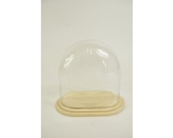 Ovale Glazen Stolp S (18x11x20 cm) | Met Blank Houten Plateau | Modern Display