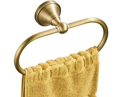 Ovale handdoekring, antiek messing materiaal, handdoekhouder voor keuken en badkamer, wandmontage, geborsteld bronzen kleur, antiek ogende koperen handdoekring, papieren handdoekhouder