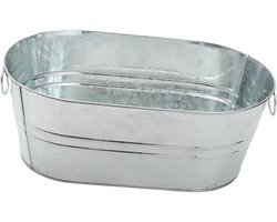 Ovale IJsemmer - Drank Koeler - Feestelijk Koelen - Gegalvaniseerd Metaal - 39x23x16 cm - Zilverkleurig