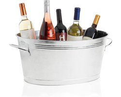 Ovale Ijsemmer - Gegalvaniseerde Metalen Drink Koeler voor Wijn & Bier - Chill Drank Tub 6.3 Gallons - 23.8" x 9.25" - Home Party