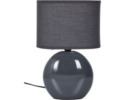 Ovale Keramiek Lamp Antraciet Grijs –Woonaccessoires-Verlichting-Tafel lamp-Sfeer verlichting -Interieur decoratie- Design verlichting - Elegante Verlichting voor een Moderne Sfeer, Hoogte 30 cm