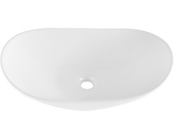 Ovale Keramische Badkamerwastafel - Moderne Witte Opzetwastafel, Goed Verpakt voor Badkamer, Hotel, Toilet en Camper, 23,3”x14,2”