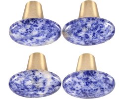 Ovale Ladeknoppen - Trekhendels Kast - Meubeldecoratie - Gepolijste Steen - Set van 4 - Blauw